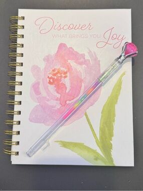 Floral Spiral Notebook with Pink Watercolor Bloom